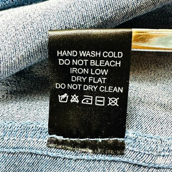 Denim Corset-Style Mini Dress W/ Front Zipper Closure By Iris Size L - Picture 8 of 14